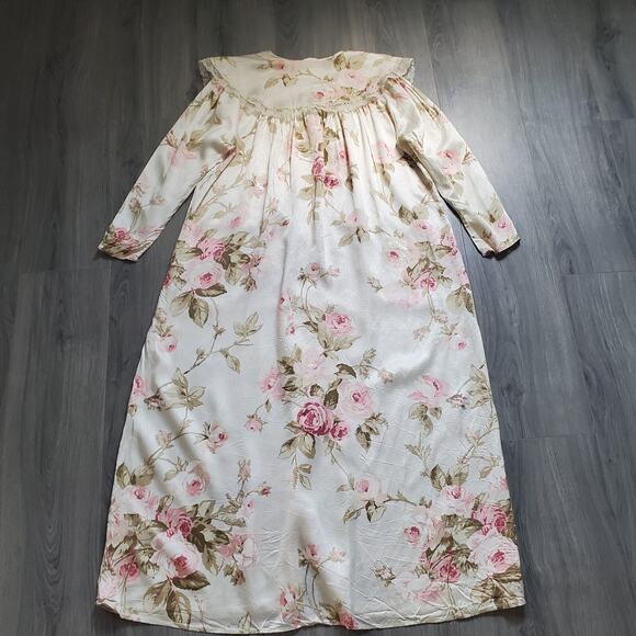 Gunne Sax Dress Large Prairie Satin Lace Collar Romantic Whimsy Cottagecore 70s - Picture 3 of 14